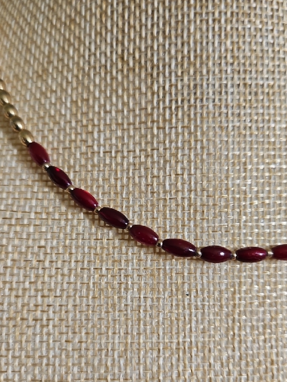 Liz Claiborne Gold-Tone Necklace with Burgundy Marquise Beads - Picture 3 of 10